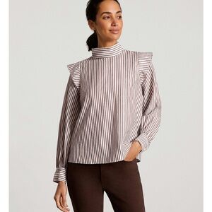 Everlane LA mock wing high neck blouse